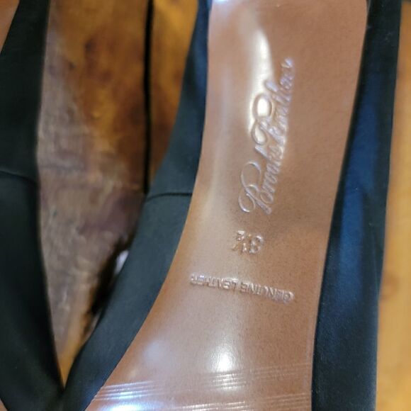 Brooks Brothers peep toe satin heels black size 8.5 - Picture 6 of 6